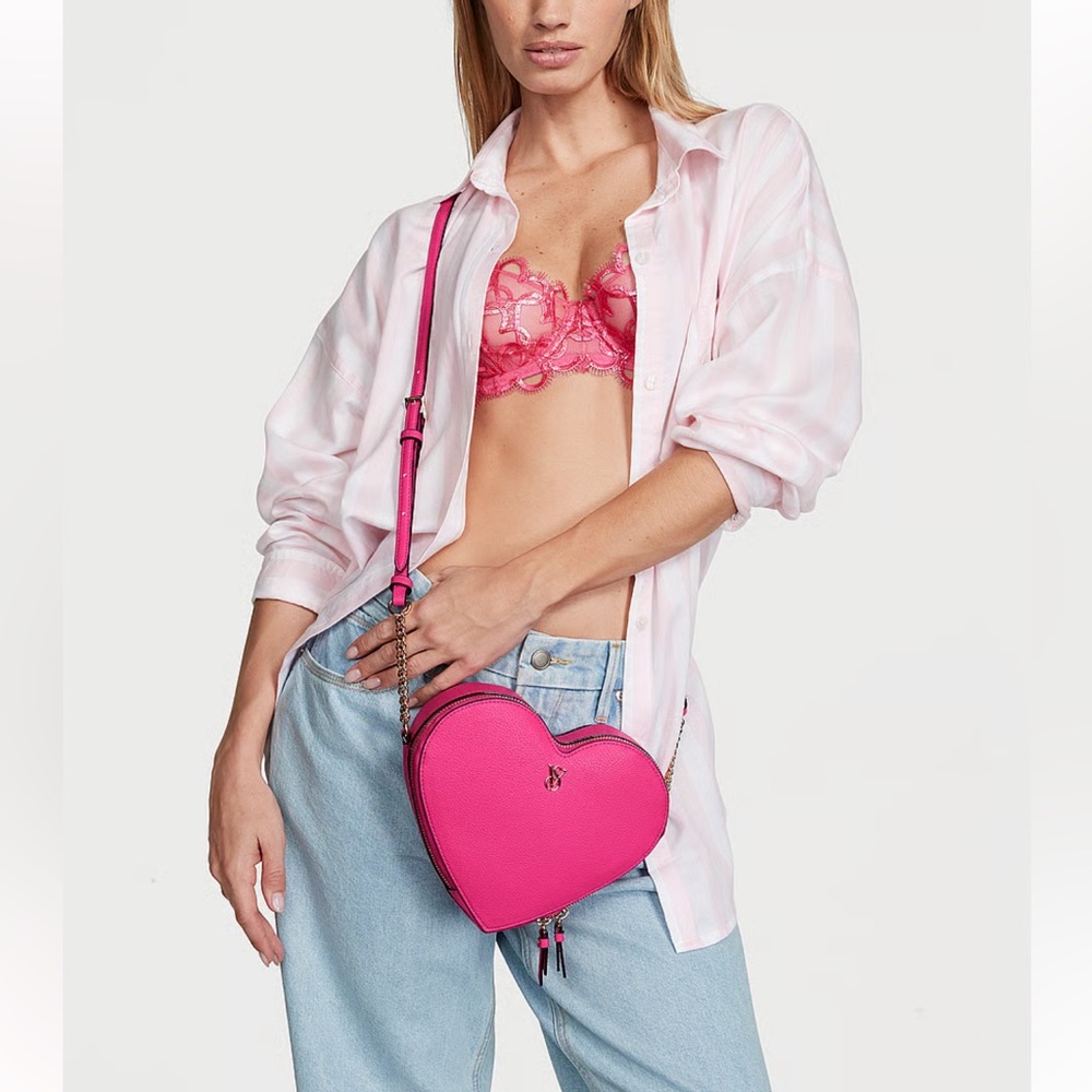 Victoria's Secret Heart Crossbody Bag - Hot Pink